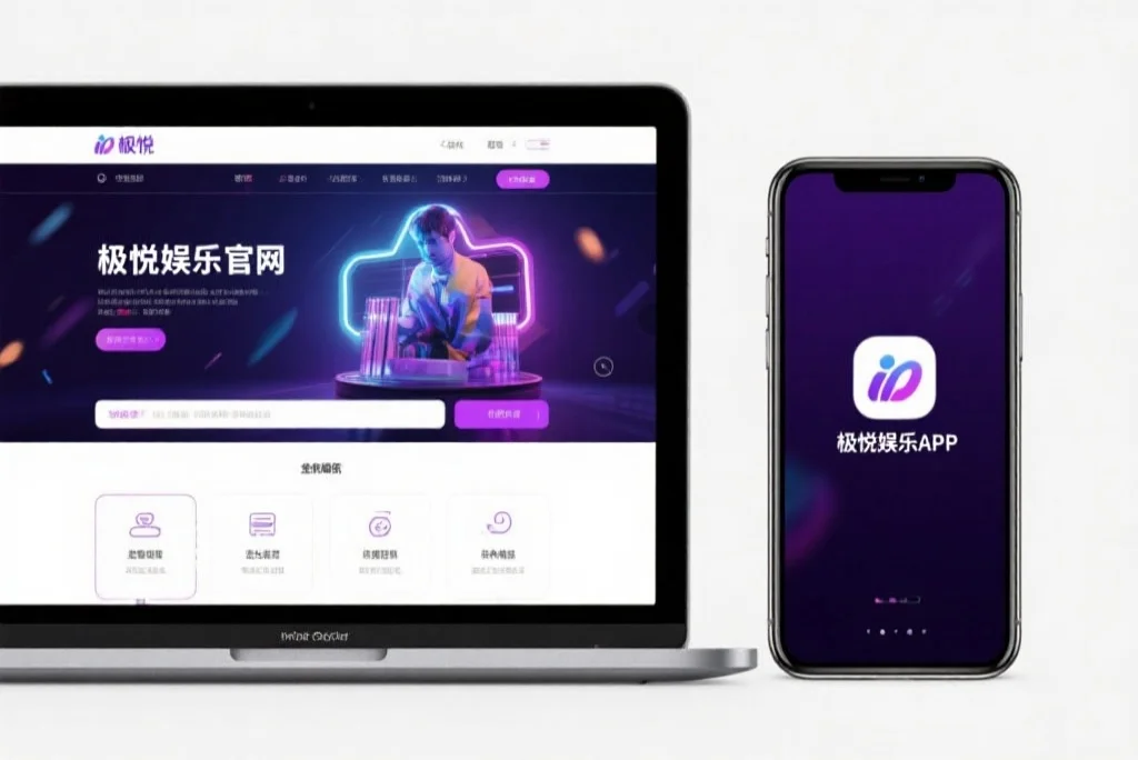 一台笔记本电脑屏幕上显示着利盈娱乐官网的界面,旁边是一部手机显示着利盈娱乐APP,两者并列对比
